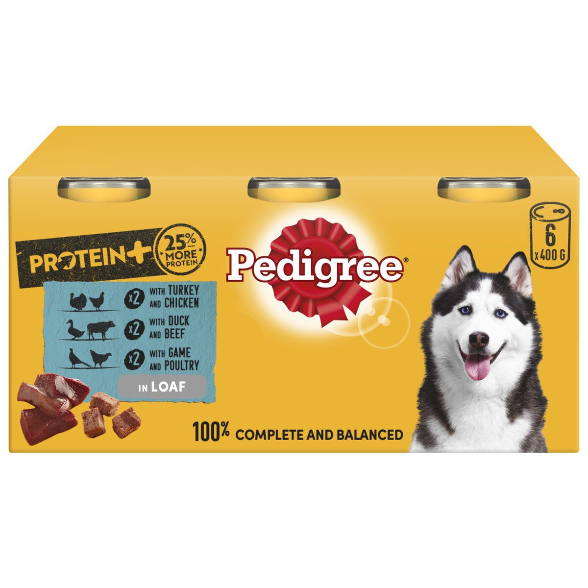 Pedigree Protein Plus Adult Dog Tins Mixed Selection In Loaf - 6x400g